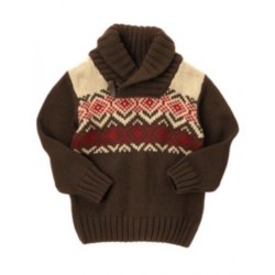 ALPINE PATROL BROWN FAIR ISLE L/S SWEATER 3 4 5 6 7 8 10 12 NWT 