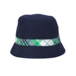 BACKYARD EXPLORER NAVY w/ GREEN PLAID BAND BUCKET HAT 12 24 2 3 4 5 NWT